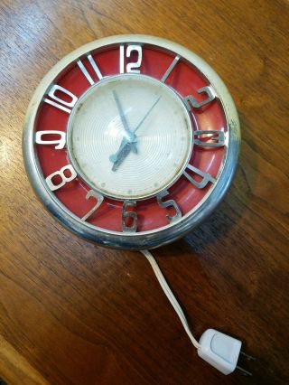 Vintage Mid Century Modern General Electric Telechron Wall Clock,  Model 2h45