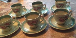 Susie Cooper Production Vintage Set 6 Demitasse Expresso Cups & Saucers England