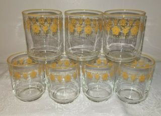 7 Vintage Corelle Butterfly Gold 6oz Juice Glasses 3”libby Perfect Rim