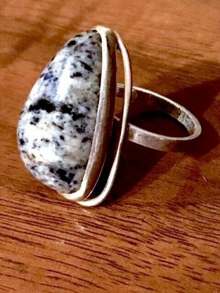 Vintage Navajo 925 Sterling Silver Blue & White Agate Ring Size 7,  9.  5g Signed