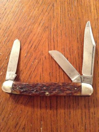 Vintage Kutmaster Bone Handled 3 Blade Pocket Knife