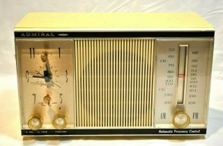 Vintage Admiral Am/fm Tube Clock Radio Automatic Frequency Control Model Y3436