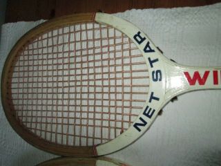 VINTAGE Wilson Net Star Wooden Tennis Racquets w one cover 2