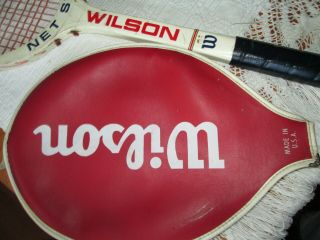 VINTAGE Wilson Net Star Wooden Tennis Racquets w one cover 3