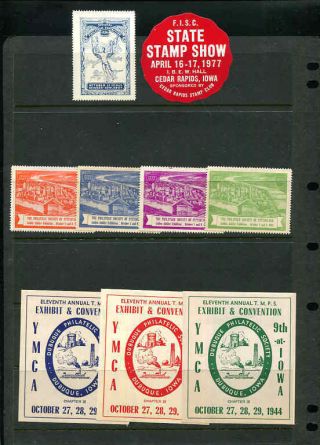 9 Vintage Stamp Show Souvenir Cinderella Poster Stamps
