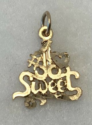 Vintage Nos 14k Yellow Gold 1 Sweetheart Pendant Or Bracelet Charm - 0.  9 Grams