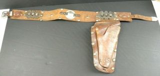 Vintage Cap Gun Cowboy Holster Only With Jewels Bull Horseshoe Horse
