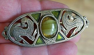 Vintage Signed Miraclejewellery Scottish Celtic Book Of Kells Beastie Brooch Pin