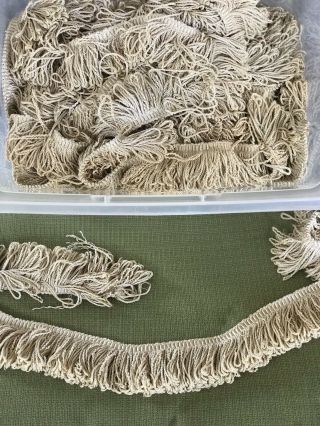 Vintage 16,  Yards 2.  5” Beige Cotton Linen Twist Loop Fringe Trim Drape Upholstery