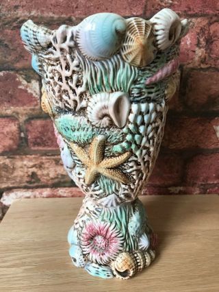 Vintage 1960s Beswick 2021 Green Shell Pottery Vase By Albert Hallam