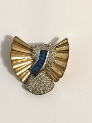 Vintage Gorgeous Art Deco Rhinestone Pennino Brooch Pin Clip