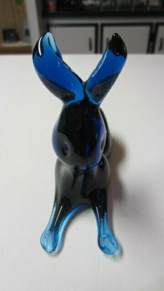 Vintage Cobalt Blue Hand Blown Glass Rabbit by Rainbow Glass,  Huntington,  W.  VA 2