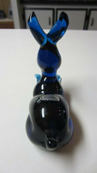 Vintage Cobalt Blue Hand Blown Glass Rabbit by Rainbow Glass,  Huntington,  W.  VA 4