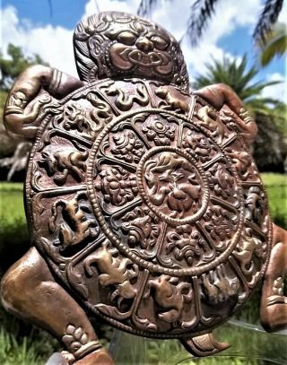 Vintage Tibetan Buddhist Bronze Kaalchakra Astrological Wheel Of Time.