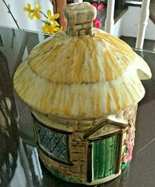Vintage Staffordshire England Ceramic Croft Cottage Honey Pot W Lid Sugar Bowl