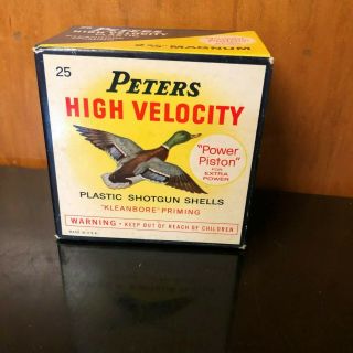 Vintage Peters High Velocity Plastic Shotgun Shell Empty Box 12 Ga