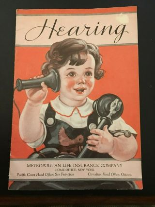 Old Vtg Metropolitan Life Insurance Co.  Guide Book Hearing Advertising
