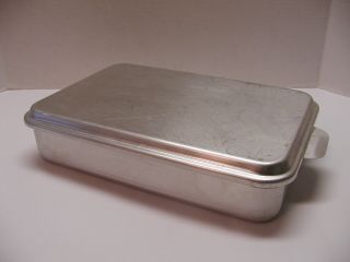 Vintage Mirro Aluminum Cake Pan With Snap On Lid 13 " X 9 1/2 " X 2 1/2 "