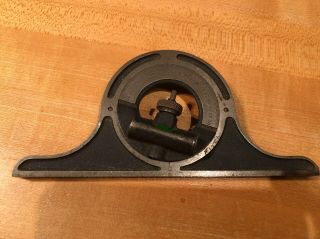 Brown And Sharpe Reversible Protractor Head W/ Spirit Level - Machinist Tool Vtg