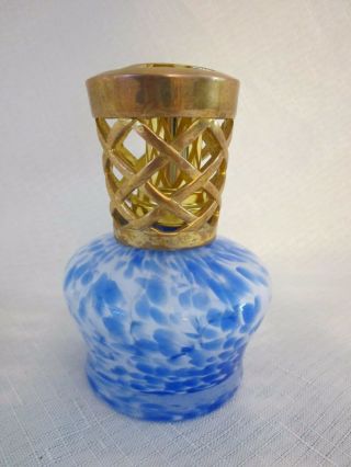 Vintage Oil Lamp,  Lampe Berger?,  Made In France,  4 ",  Lovely Blue Glass,  Mini
