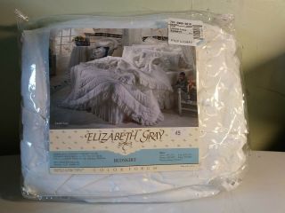 Vtg Full Size Bed Skirt Embroidered Scalloped Edges White Jc Penneys