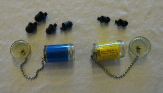 Vtg Military Style Ear Plugs Sound Silencer Plastic Tubes Chains Size Lg Sm = 2