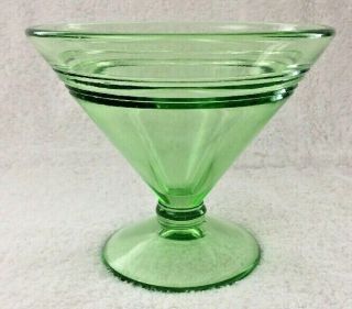 Vintage Green Pressed Glass Sherbet Parfait Dish Art Deco