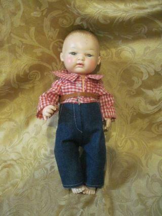 Vntg Horeseman Doll Plastic Vinyl Boy Baby Doll,  Jointed,  Molded Hair 12 "