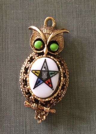 Unique & Novel,  Vintage Order Of The Eastern Star Owl Figural Pendant Charm