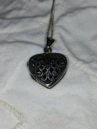 Vintage 925 Milor Italy 18 " Chain Sterling Silver Heart Necklace Pendant Locket
