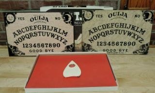 Vintage 1972 Ouija Mystifying Oracle William Fuld Board Set 2 Boards Indicator
