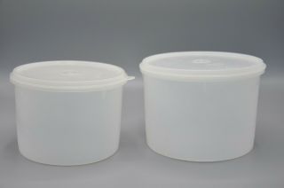 Vintage Tupperware Set Of 2 Sheer Round Containers 8 Cup And 12 Cup 284 1203