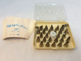 Vintage Syringe Pastry Cake Decorating Tube Tip Set In Plastic Case 784