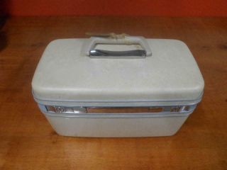 Vintage Samsonite Horizon Luggage Train Case Suitcase Off White No Key 3