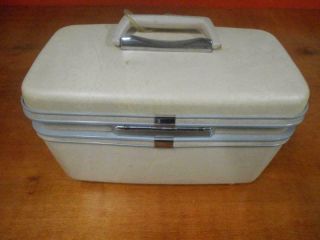 Vintage Samsonite Horizon Luggage Train Case Suitcase Off White No Key 4