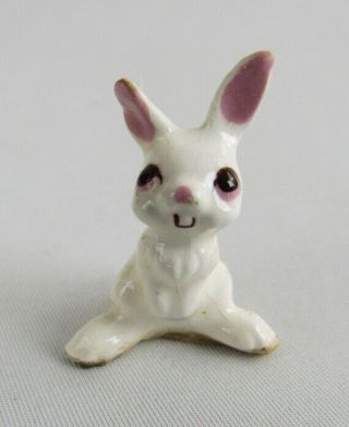 Vintage Miniature Freeman Mcfarlin Pottery White Baby Bunny Rabbit Figurine