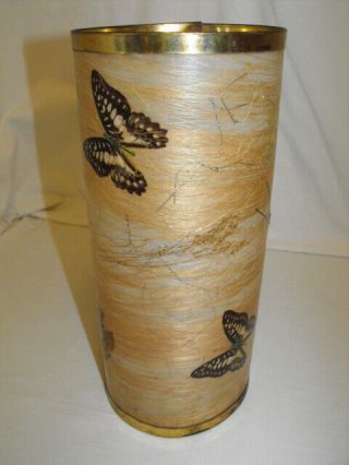 Vintage Van Briggle Table Lamp Shade W/ Dried Flowers Butterfly 12 " Tall 5.  5 " Dia
