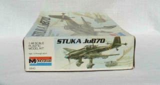 MONOGRAM Vintage STUKA Ju87D 1/48 Scale UNASSEMBLED Model KIT Airplane AIRCRAFT 3