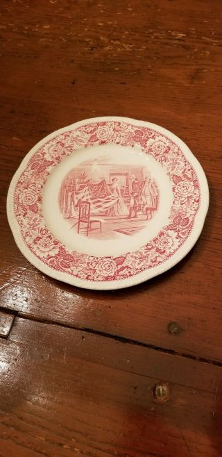 Vintage Red Historical America Homer Laughlin Betsy Ross Flag Dinner Plate