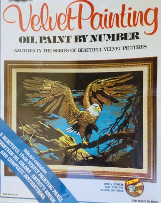 Vintage Velvet Paint By Number Kit Majestic Eagle Art Craft Painting