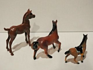 Vintage 1950 ' s - 60 ' s Hard Plastic miniature Equestrian Horses/Colt, 2