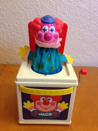 1987 Vintage Mattel Jack In The Music Box Wind Up Toy Clown Surprise