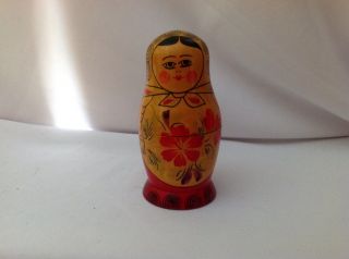 Vintage Ussr Russian Nesting Dolls Hand Painted Wood 7 Pc
