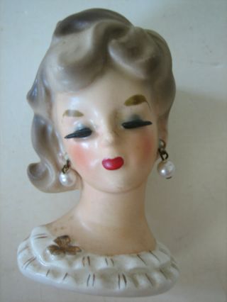 Vintage Napco Napcoware Japan Mini Glamour Lady Headvase W/ Pearls Cf6060