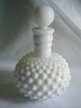 Vintage Fenton Hobnail Milk Glass Perfume/cologne Decanter W/stopper