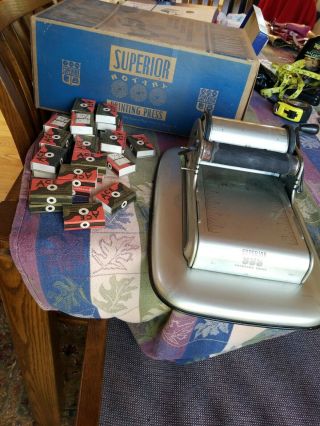 Vintage Metal Superior Rotary Printing Press 8405 Box W/supplies