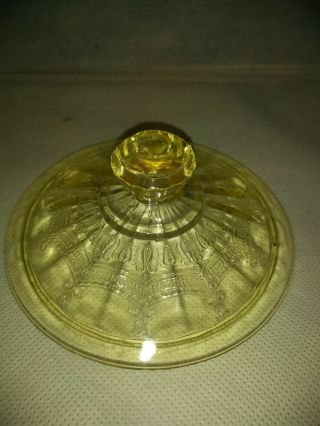 Vintage Lid Lt Yellow Depression Glass Cameo Pattern 5 " Lid Only  1 Chip