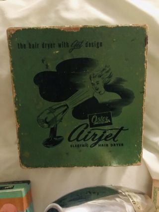 VTG OSTER AIRJET CHROME ELECTRIC HAIR - DRYER MODEL 202 W/STAND & HOOD 2