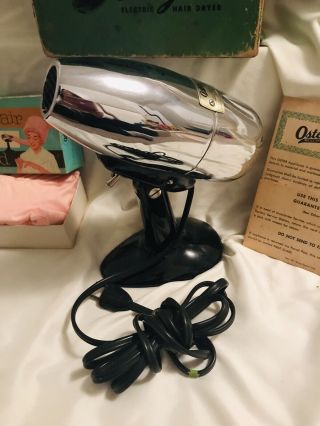 VTG OSTER AIRJET CHROME ELECTRIC HAIR - DRYER MODEL 202 W/STAND & HOOD 3