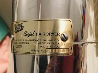 VTG OSTER AIRJET CHROME ELECTRIC HAIR - DRYER MODEL 202 W/STAND & HOOD 5